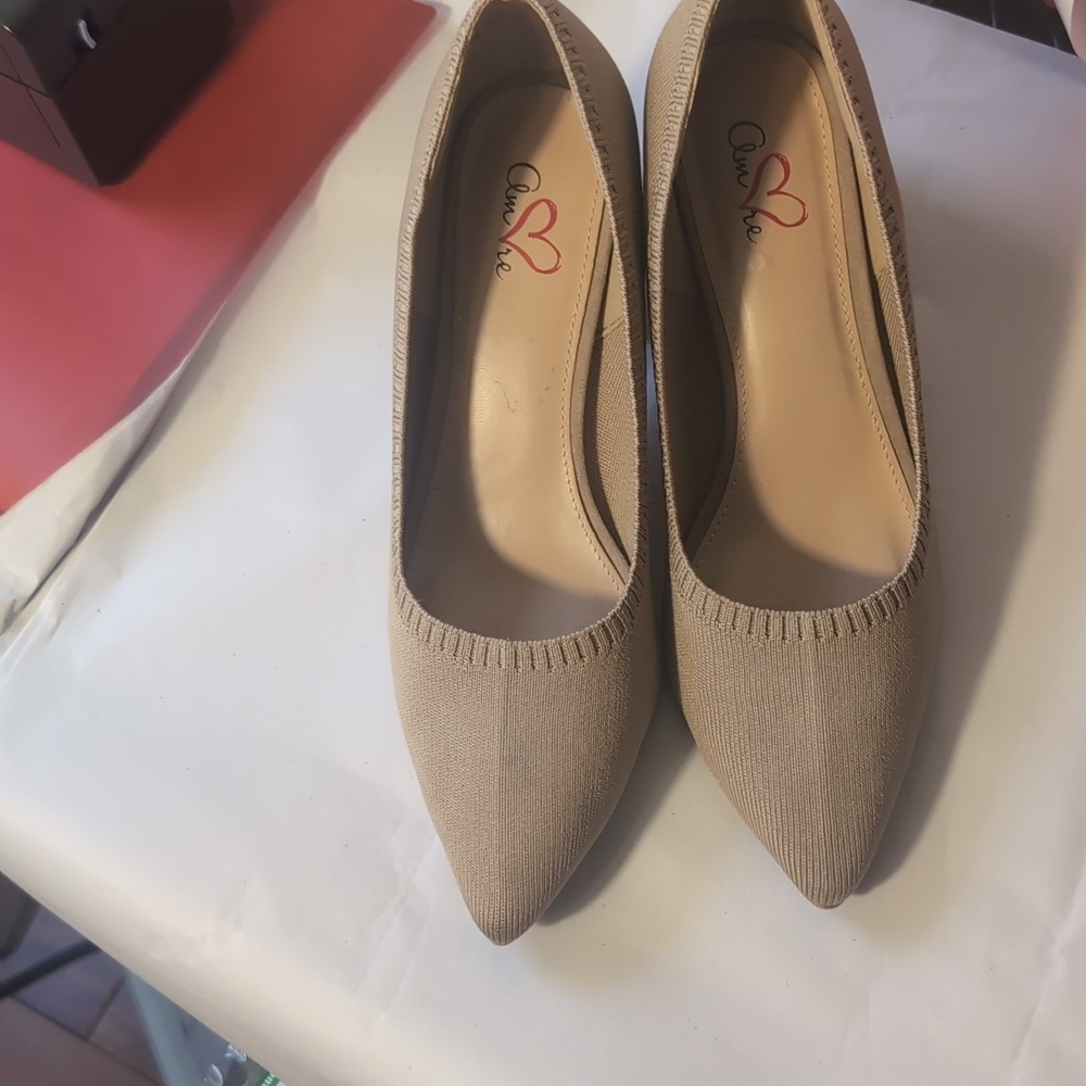 MIA Crystina Block Heel Pumps - 2.8" Heel - Sand/Neutral Color - Size 9